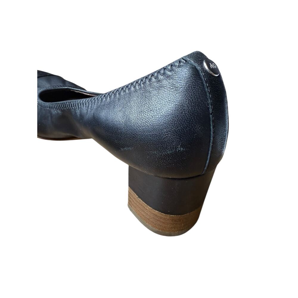 AGL Attilio Giusti Leombruni Black Leather Cap Toe Block Heel Pumps Size 38 - Picture 4 of 8